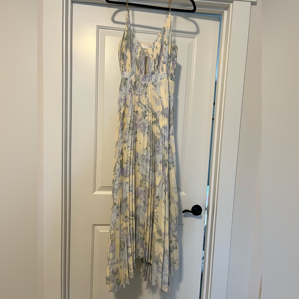 Astr Yellow and Lavender Floral Maxi Dress